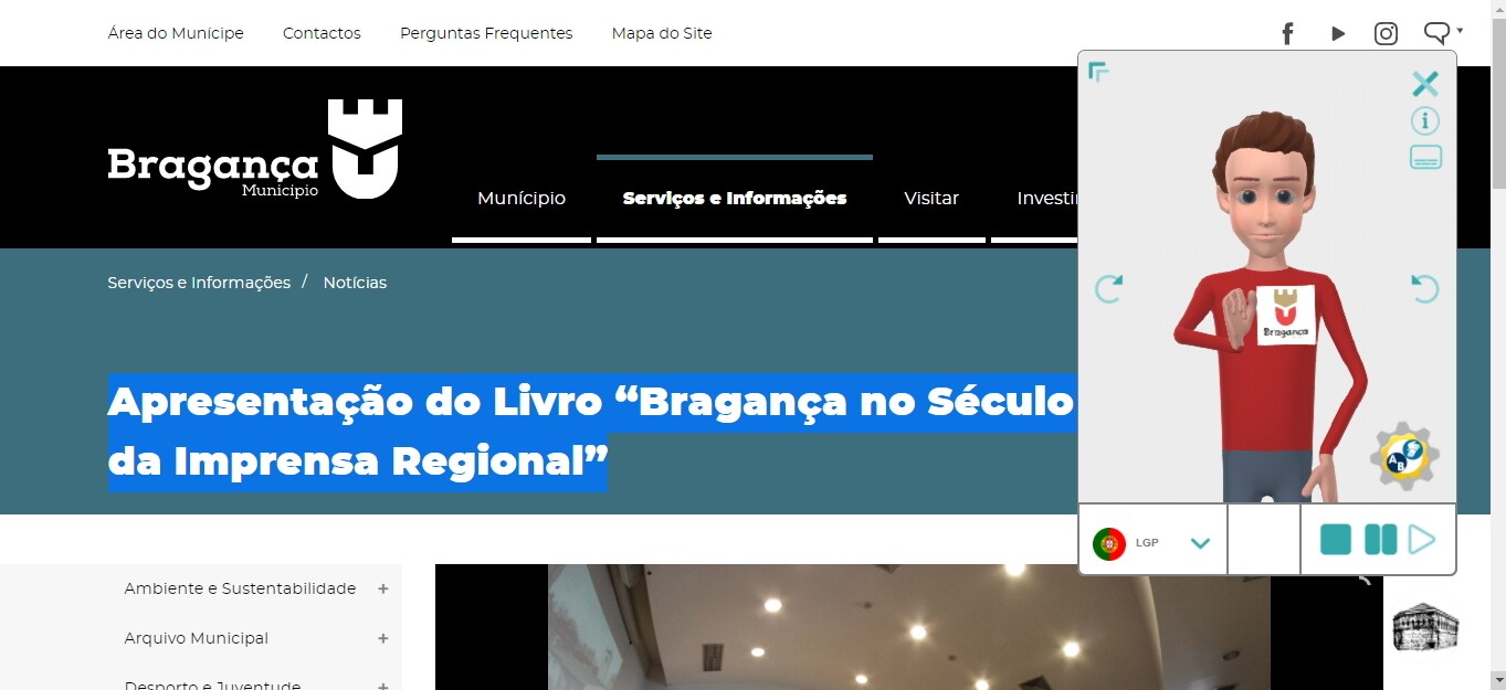 Município de Bragança implementa Avatar de Língua Gestual Portuguesa nos sites municipais