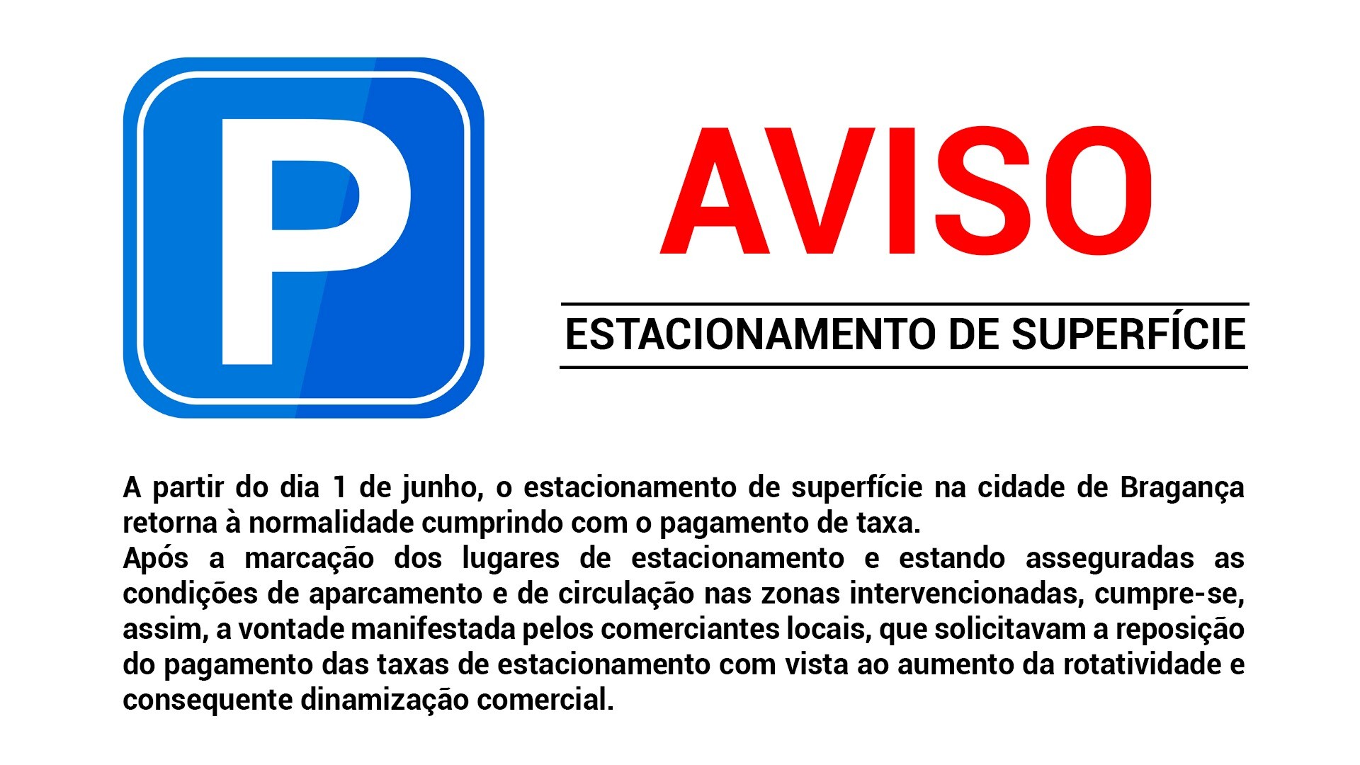 AVISO | Estacionamento de superfície